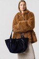 Ruched suede shoulder bag