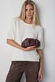 Leather clutch bag with a ruched design