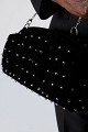 Velvet clutch bag with rhinestones