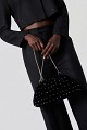 Velvet clutch bag with rhinestones