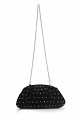Velvet clutch bag with rhinestones