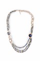 Long necklace with decorative blue stones