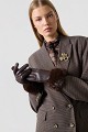 Faux fur-trimmed gloves with a leather-look finish