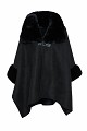Suede cape with faux fur