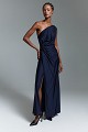 Vestido largo asimétrico con fruncidos - Gold Label