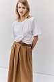 Gathered crop top with short sleeves