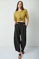 Gathered crop top with short sleeves