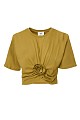 Gathered crop top with short sleeves