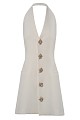 Vestido mini con botones adornados con joyas