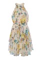 Vestido mini floral con cuello halter