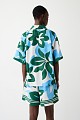 Printed short-sleeve shirt with a linen look