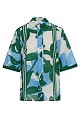 Printed short-sleeve shirt with a linen look
