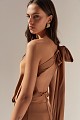 Vestido midi asimétrico de satén con un solo hombro - Gold Label
