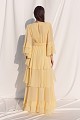 Vestido largo cruzado con volantes - Gold Label