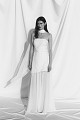 Vestido largo sin tirantes con transparencias - Gold Label