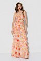 Vestido largo floral con volantes - Gold Label