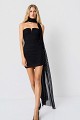 Strapless mini dress with scarf