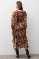 Paisley print midi dress with ruffle details