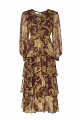 Paisley print midi dress with ruffle details