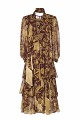 Paisley print midi dress with ruffle details