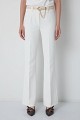 High-waisted flared trousers with belt