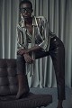 Striped oversized shirt with scarf