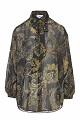 Printed oversized shirt with scarf