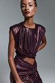 Cropped top with metallic finish - Gold label