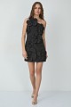 One-shoulder mini dress with floral appliqué details - Gold label