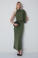 Vestido maxi drapeado de un solo hombro — Gold Label