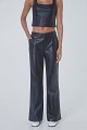 Flared trousers with leather touch