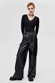 Leather look wide leg trousers