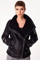 Leather effect jacket with faux fur