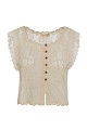 Sleeveless embroidered top with buttons