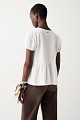 Embroidered blouse with short sleeves and self tie