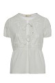 Embroidered blouse with short sleeves and self tie