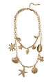 Necklace with metal seashells