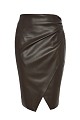 Midi wrap leather look skirt