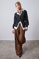 Rib cardigan with metallic buttons