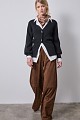 Rib cardigan with metallic buttons