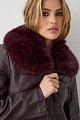 Leather look croco jacket with furry collar