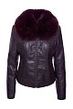 Leather look croco jacket with furry collar
