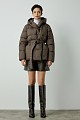Down shortline puffer jacket with belt