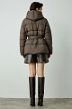 Down shortline puffer jacket with belt