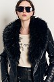 Leather look croco jacket with fur collar