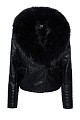 Leather look croco jacket with fur collar