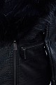 Leather look croco jacket with fur collar