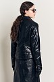 Leather look croco jacket with fur collar