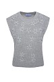 Sleeveless sweater with knitted flowers