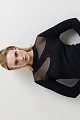 Rib sweater with sheer